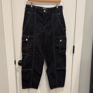 Anthropologie Black Cargo barrel Pants